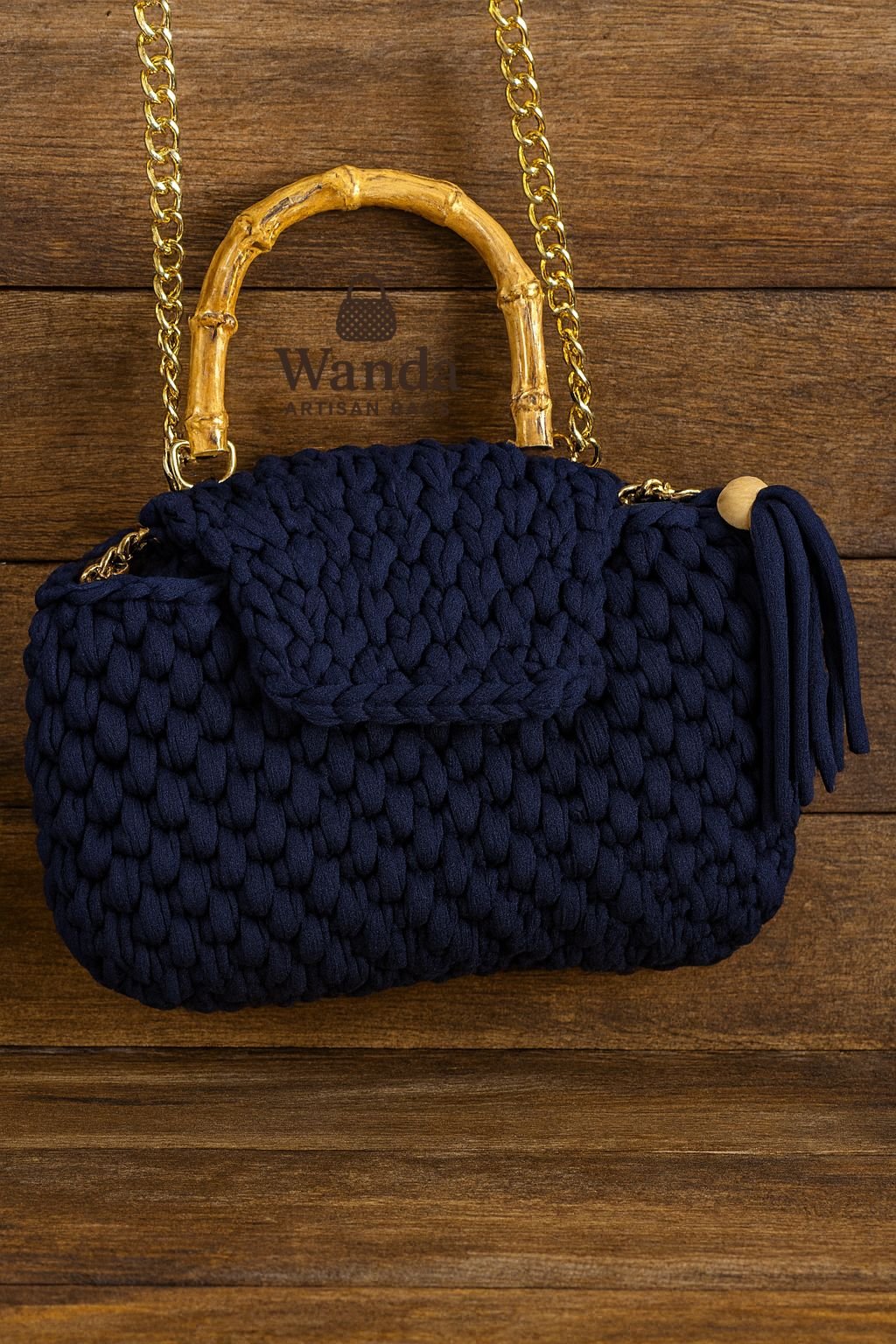 Bolso Navy Bamboo Elegance